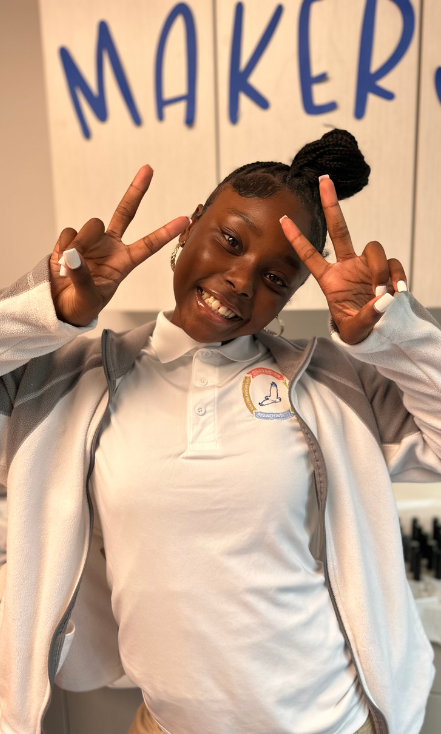 Student in the school maker space